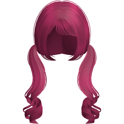 ♡ : cute long curly pigtails in warm pink