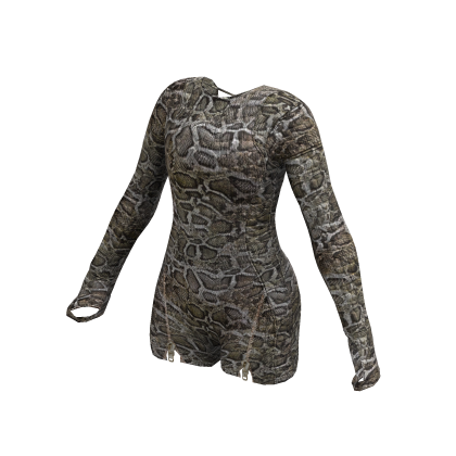 Maddy Y2K Backless Romper Bodysuit (Snakeskin) thumbnail