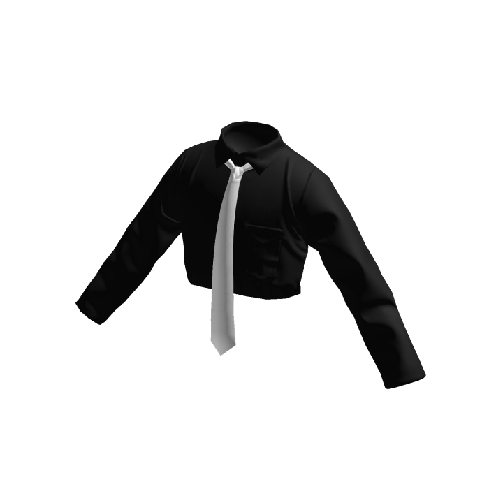 Black Cropped Button-Up w/ White Tie