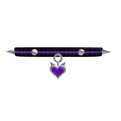 Purple Emo Kitty Heart Spiked Choker