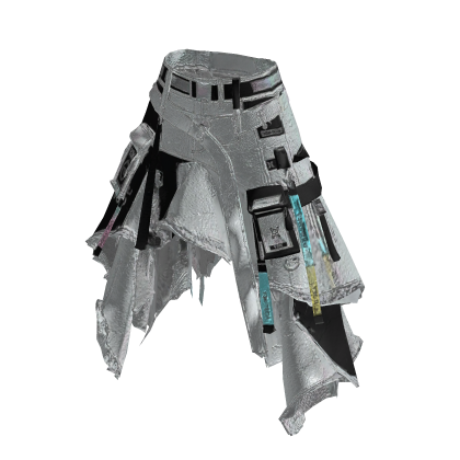 Silver Y3K Y2K Holographic Tech Skirt [PBR]