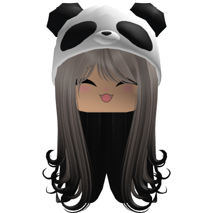 Long Light Gray Hair With Curls W/ Panda Hat
