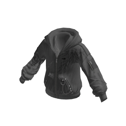 Sleeve Graphic Zip-Up Hoodie (Grey)