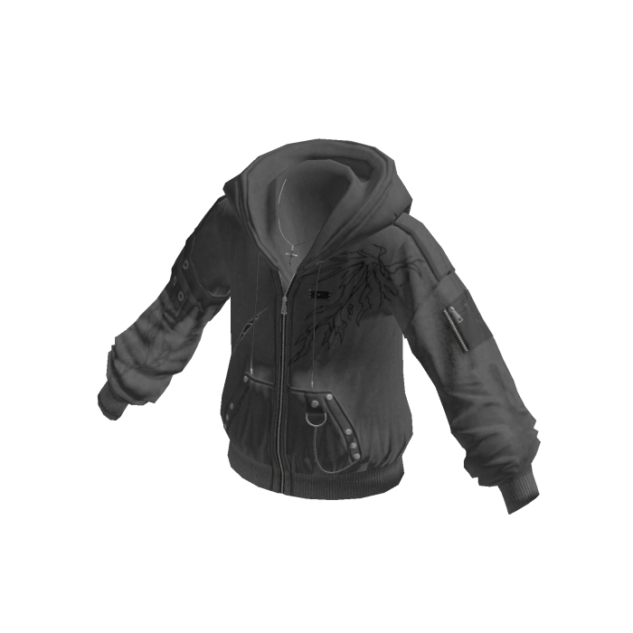 Sleeve Graphic Zip-Up Hoodie (Grey)