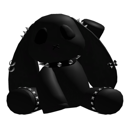 black bunny studded plushie vkei emo goth moe 