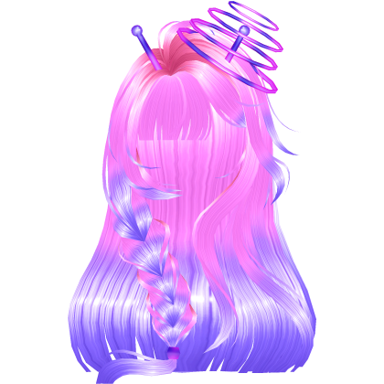 Alien Girl Space Braided Long Hair Pink Purple