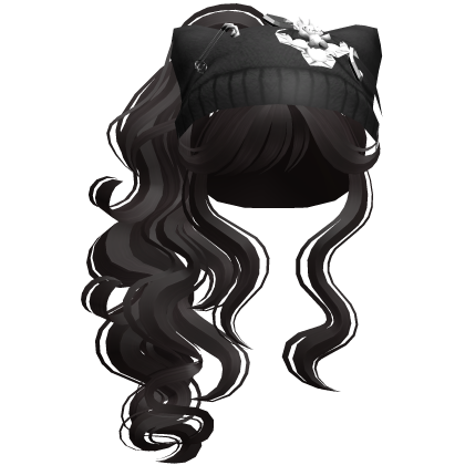 Cat Beanie Y2K Curly Ponytail Hair Dark Brown Roblox item
