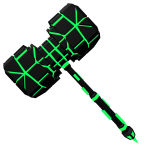 Godly Cracked Black and Green Toxic Glowing Hammer
