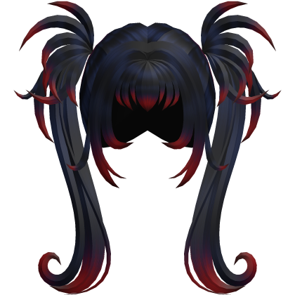 Black Gothic Spiky Twintails w/ Red Highlights