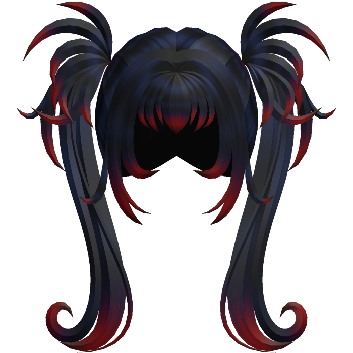 Black Gothic Spiky Twintails w/ Red Highlights