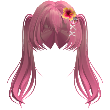 Hibiscus Hot Pink Summer Twintails w Ribbons Roblox item
