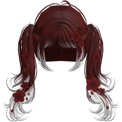 Flowy Wavy Pigtails w/ Sakura Petals (Red&White) Roblox item