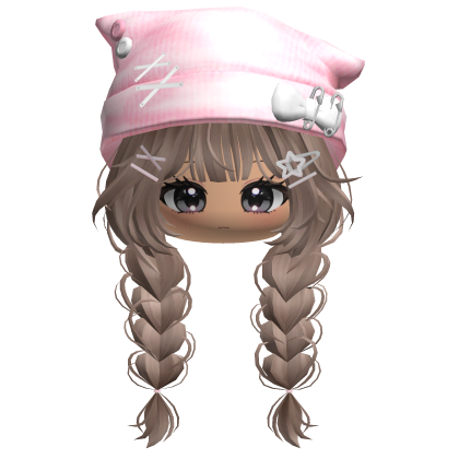 🍀Cute Girl Braided w/Cat Beanie(Pink)