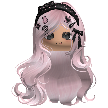 ♡ Silky Waves w/ Bunny Charms (Pink & Black) Roblox item