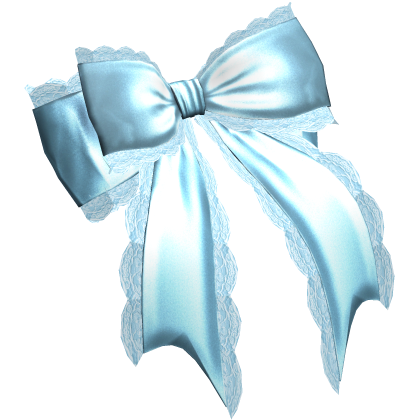 Dolly Silk Ribbon Bow /w Lace Trim (Blue)