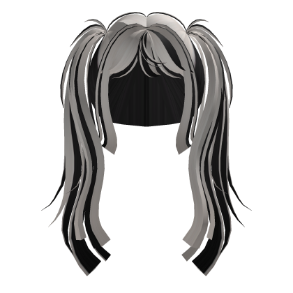 messy harajuku gyaru twintails (white and black) Roblox item