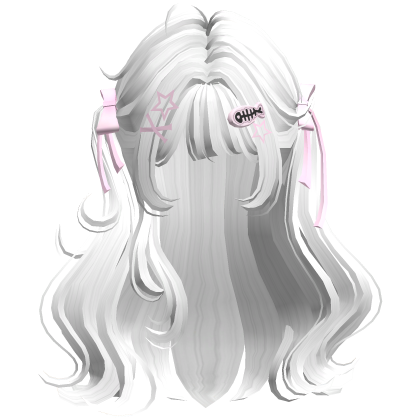 ♡ Cute Girl Pigtails w/ Hairclips & Bows (White) Roblox item