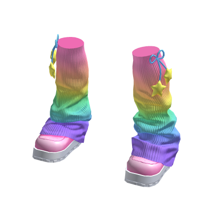Starry Knit Legwarmers Pastel Rainbow