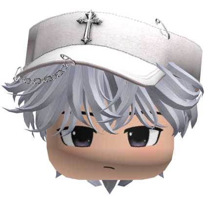 hair Fluffy Blue and White Cute anime Cap cross Roblox item