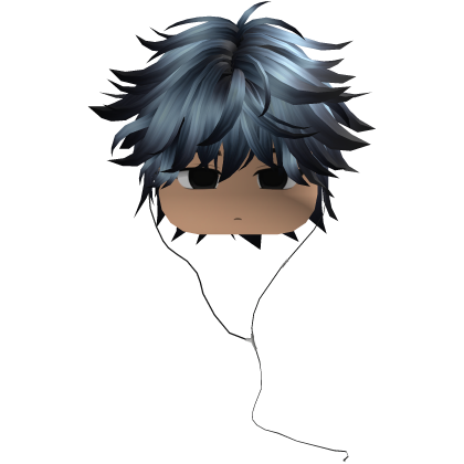 Y2K emo boy with headphones, blue hair