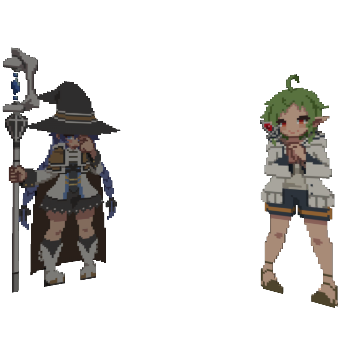 Roxy & Sylphie Mushoku Tensei 8-bit anime girls 2D