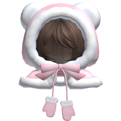 pink christmas bear hood bob cut hair brown