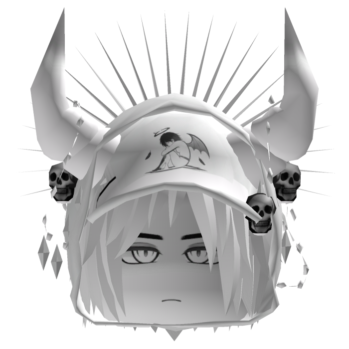 Vkei Emo Y2K White Hair With Horns Anime Eyes