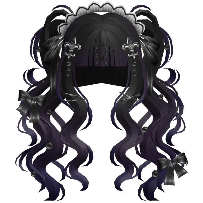 Gothic Doll Curly Pigtails & Ribbons In Twilight