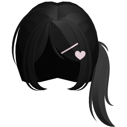 Cute Kawaii Side Ponytail w Clips in Black Roblox item