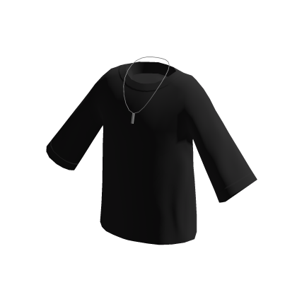 Oversized Shirt with Necklace - Black