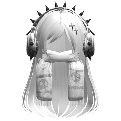 Straight Hair&Emo Headphones&Scarf White