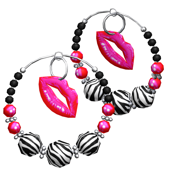 Bling Hooped Earrings Y2k Gyaru Zebra Print Red