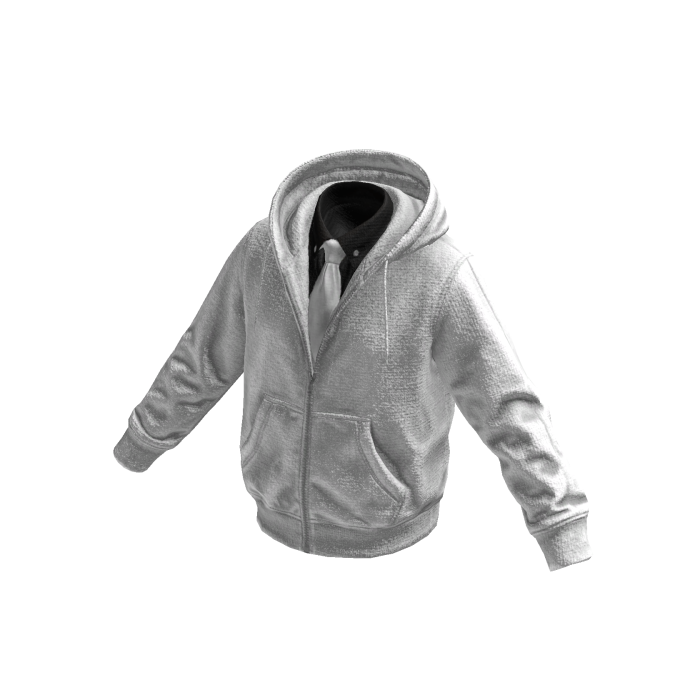 White-Black Layered Hoodie w/ Shirt & Tie 