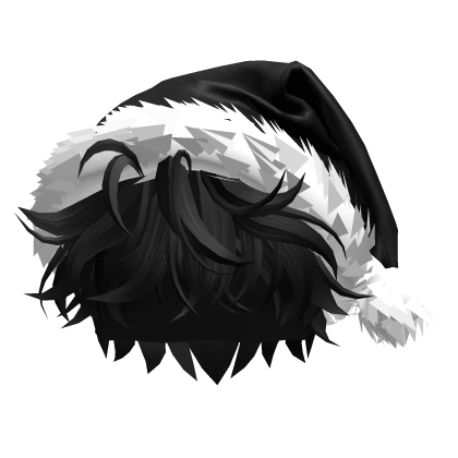 Black Messy Hair w/ Black Santa Hat