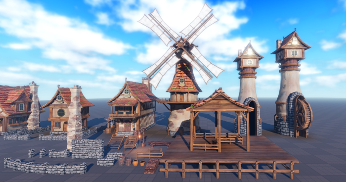 Stylized Roblox Fantasy Village Building Assets preview 3