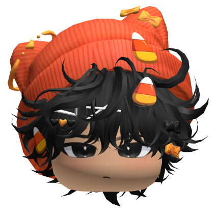 Rumpled Messy Hair w/ Candy Beanie (Black) Roblox item