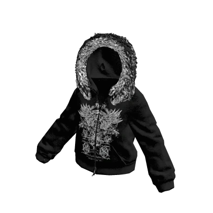 Black Y2K Fur Hoodie Jacket [PBR] | Roblox Item - Rolimon's