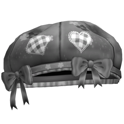 Kawaii Patchwork Bow Beret Grey
