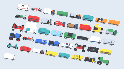 Low Poly City Mega Bundle Vehicles Buildings x214 preview 3