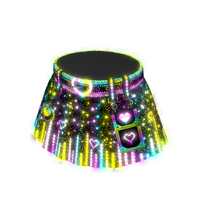[EMISSIVE] Y2K Bling Heart Mini Skirt Rainbow