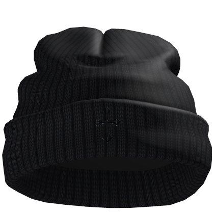 Black Chrome Cross Worn Beanie