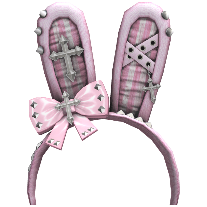 Pastel Pink Goth Bunny Ears Headband Vkei