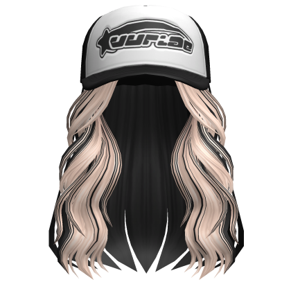 Two-Tone Cozy Long Hair /w Trucker Cap in Blonde Roblox item