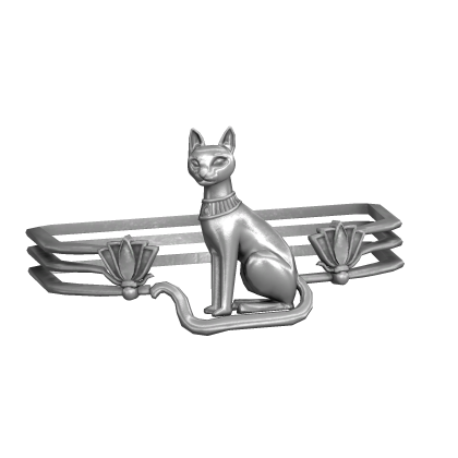 Silver Egyptian Cat Arm Bracelet (L)