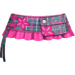 Retro Plaid Gyaru Floral Pleated Skirt Denim Pink