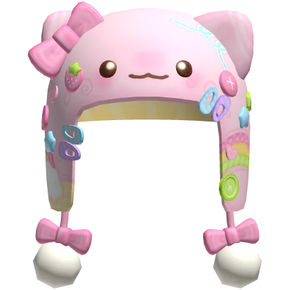 𐔌 cute silly pastel decora harajuku cat hood hat | Roblox