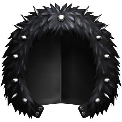 Emo Gothic Dark Blue Hood w Fluffy Fur And Pedants