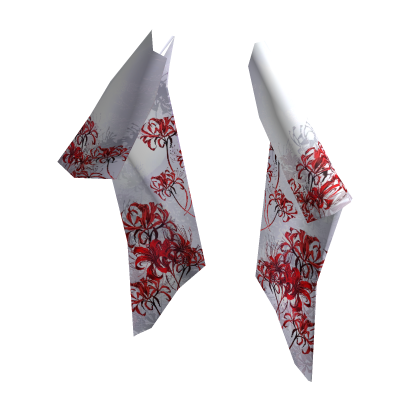 White Red Spider Lily Kimono Furisode Sleeves thumbnail