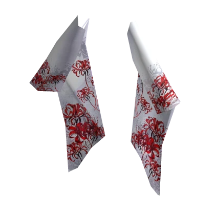 White Red Spider Lily Kimono Furisode Sleeves | Roblox Item