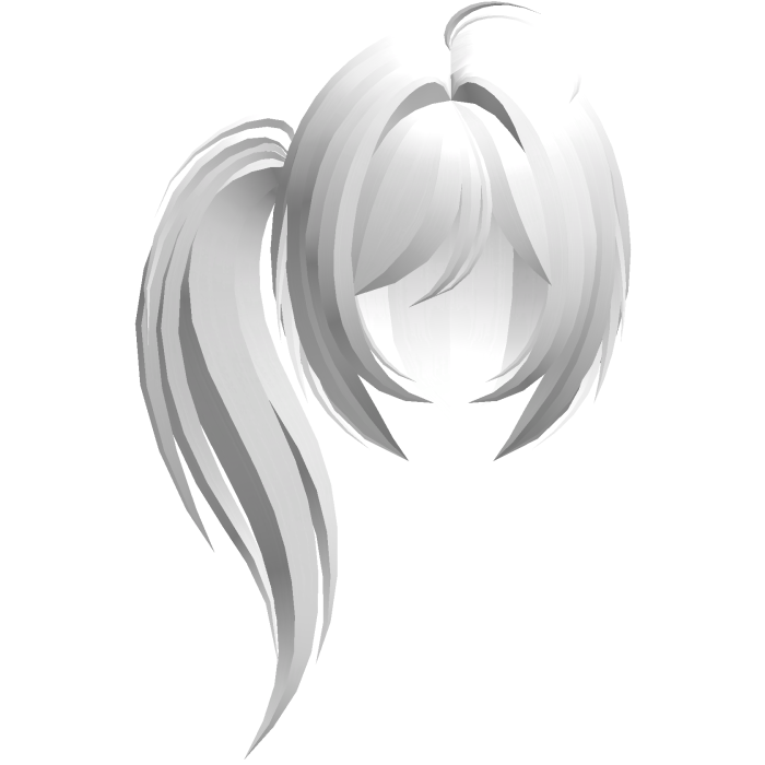 moe emo long fluffy side ponytail white